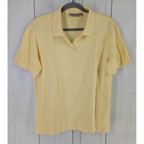 croft & barrow Tops - Croft Barrow‎ Size XL Womens Yellow Button Up Short Sleeve Cotton Polo Top
